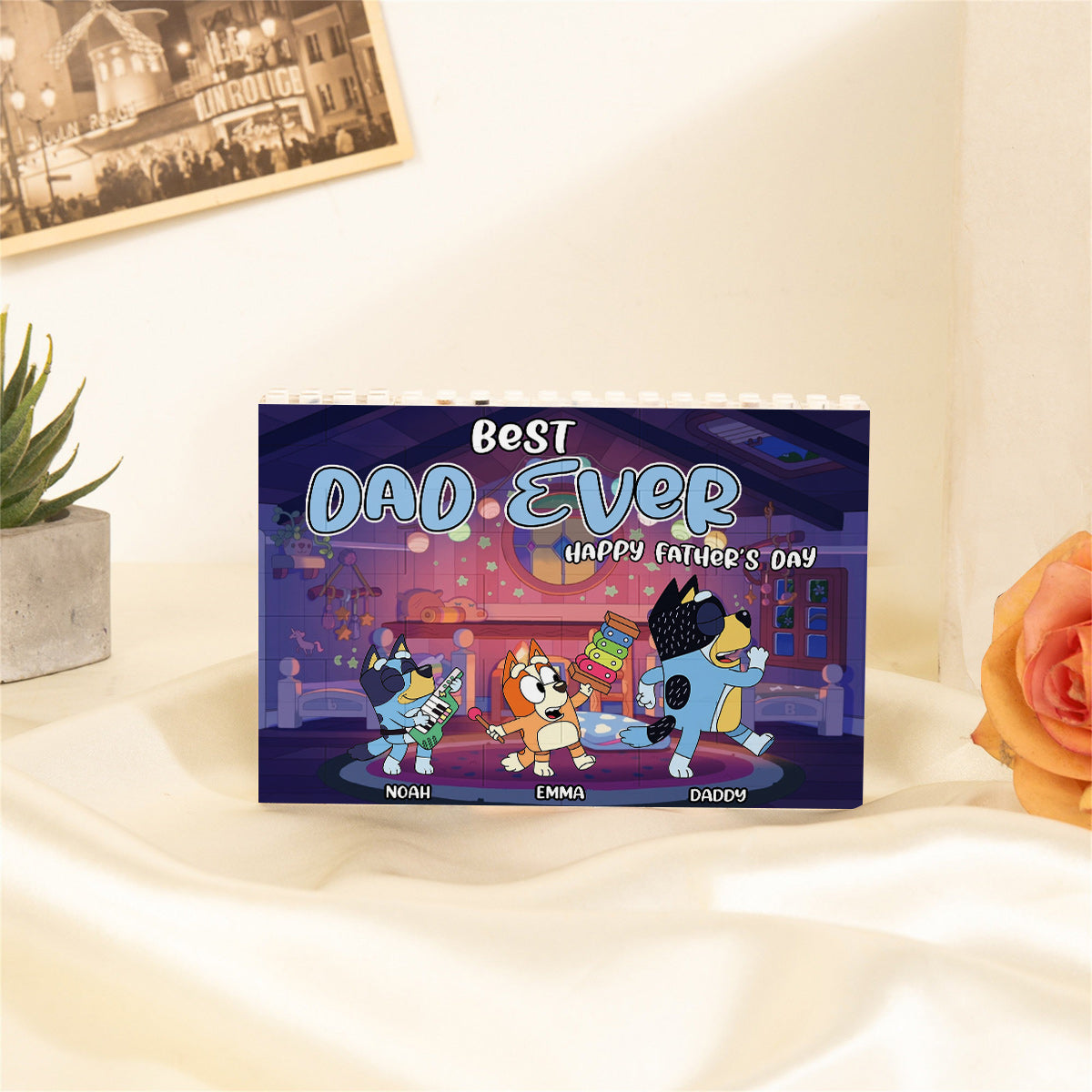 Best Dad Ever - Personalized Father One-sided Horizontal Rectangle Building Brick Blocks