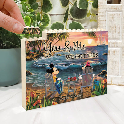 Couple Beach Tropical Landscape - Personalized Mouse One-sided Horizontal Rectangle Building Brick Blocks
