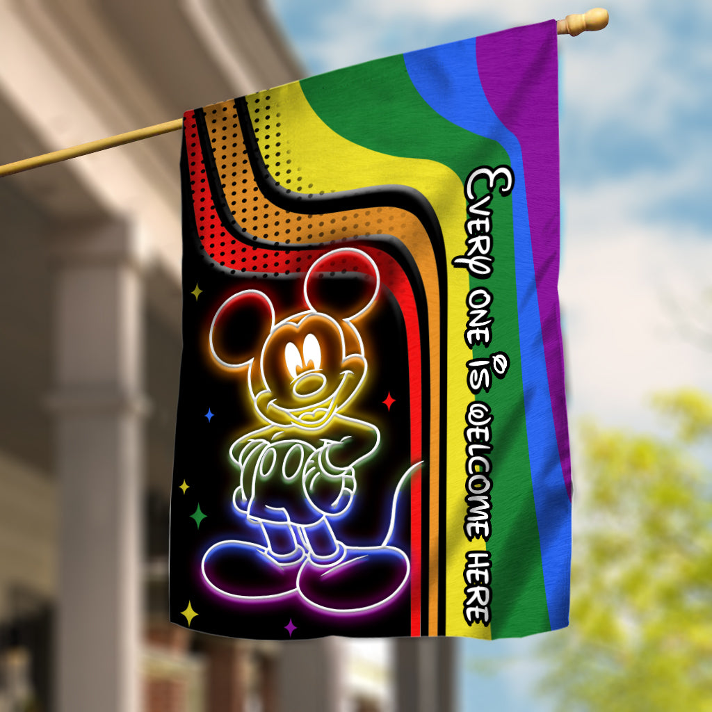 Every One Is Welcome Here - Personalized Mouse House Flag