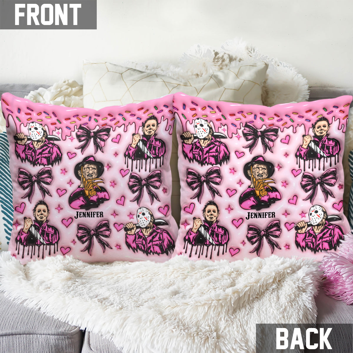 Horror Movie Fan - Personalized Throw Pillow