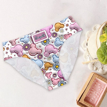 Cute Mouse Ears Floral Style - Personalized Mouse Women's Briefs