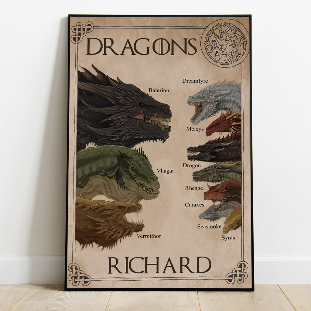All The Dragons - Personalized Thrones Game Canvas And Poster
