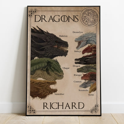 All The Dragons - Personalized Thrones Game Canvas And Poster