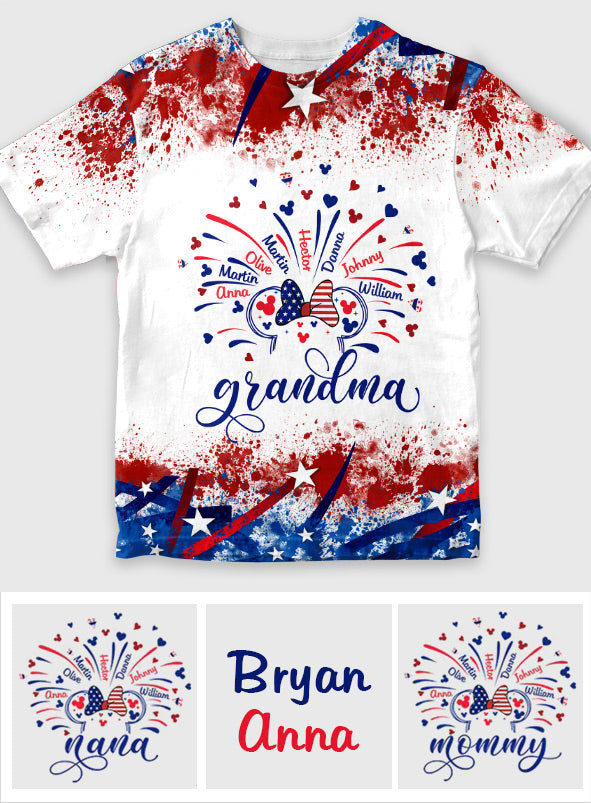 Firework Grandma - Personalized Mouse All Over Shirt