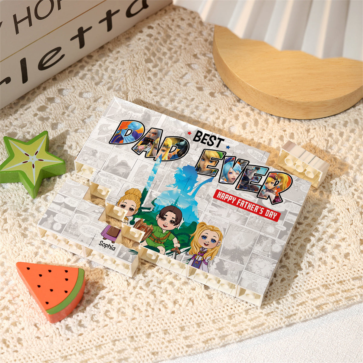 Best Dad Ever - Personalized The Hero's Legend One-sided Horizontal Rectangle Building Brick Blocks