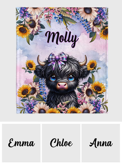 Cute Little Highland Cow - Personalized Blanket