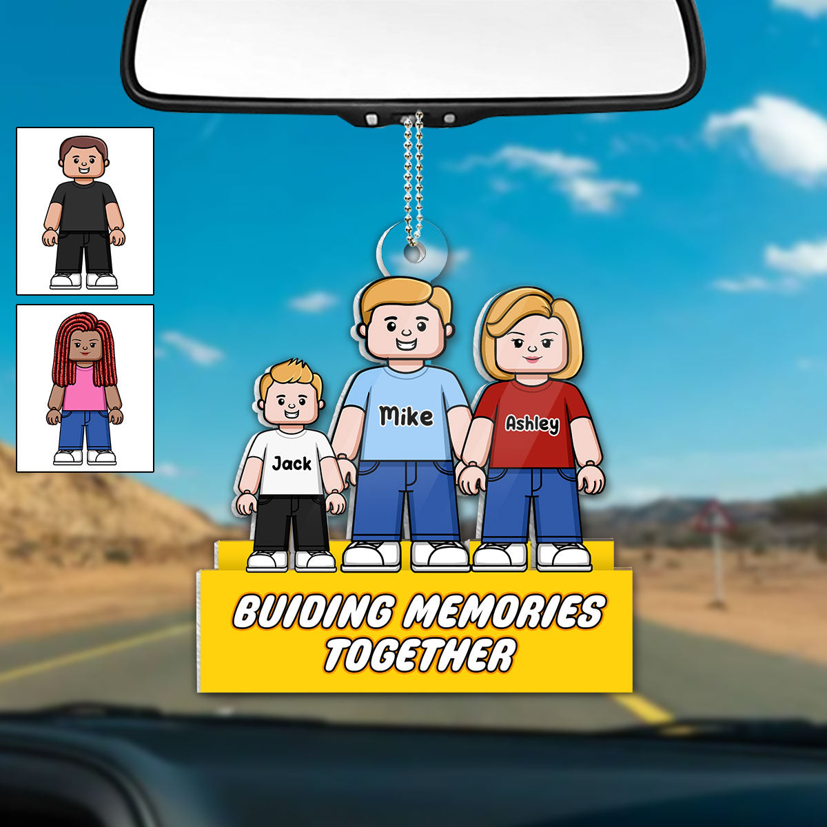 Buiding Memories Together - Personalized Family Custom Shaped Car Ornament
