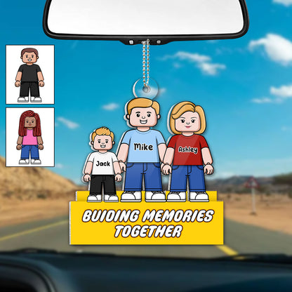 Buiding Memories Together - Personalized Family Custom Shaped Car Ornament