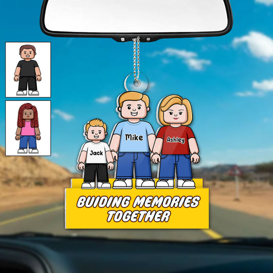 Buiding Memories Together - Personalized Family Custom Shaped Car Ornament