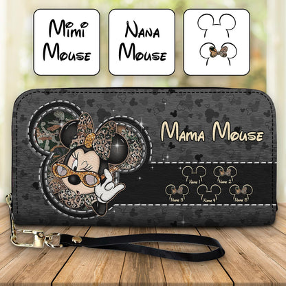 Mama Mouse - Personalized Mouse Leather Long Wallet