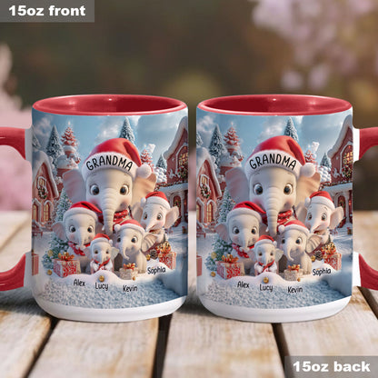 Any Title Cute Elephant - Personalized Grandma Accent Mug