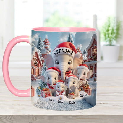 Any Title Cute Elephant - Personalized Grandma Accent Mug