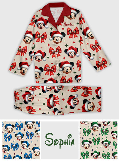Cute Mouse Christmas Pajamas - Personalized Mouse Button Down Pajamas