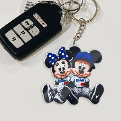 Mouse Couple Baseball - Personalized Baseball Custom Shaped Keychain
