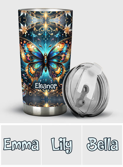 Stunning Gold Metallic Butterfly - Personalized Butterfly Tumbler
