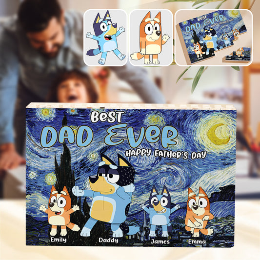 Best Dad Ever - Personalized Father One-sided Horizontal Rectangle Building Brick Blocks