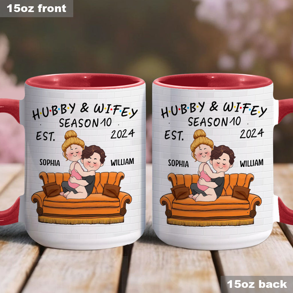 Hubby & Wifey - Personalized Husband And Wife Accent Mug