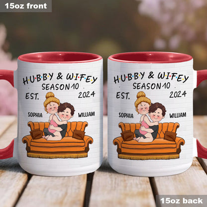 Hubby & Wifey - Personalized Husband And Wife Accent Mug