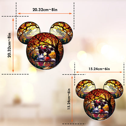 Romantic Mouse Couple - Personalized Mouse Window Hanging Suncatcher Ornament