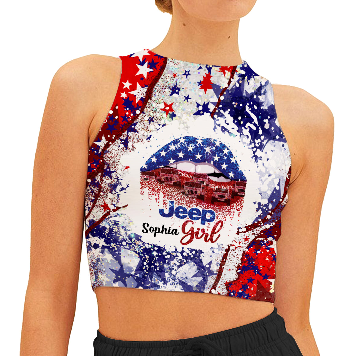 Jeep America Girl - Personalized Car Crop Tank Top