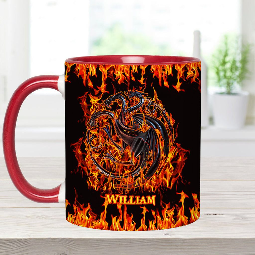 Fire And Blood - Personalized Thrones Game Accent Mug