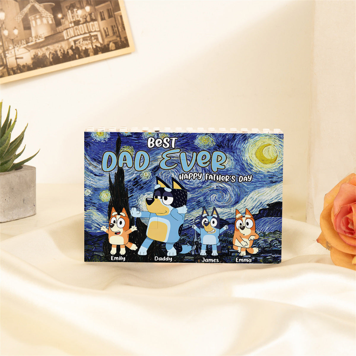 Best Dad Ever Happy Father's Day - Personalized Father One-sided Horizontal Rectangle Building Brick Blocks