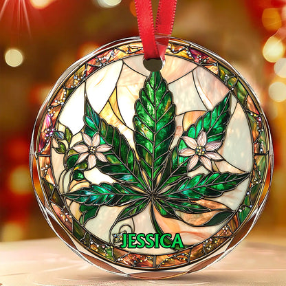High Christmas - Personalized Weed Round Shaped Glass Ornament