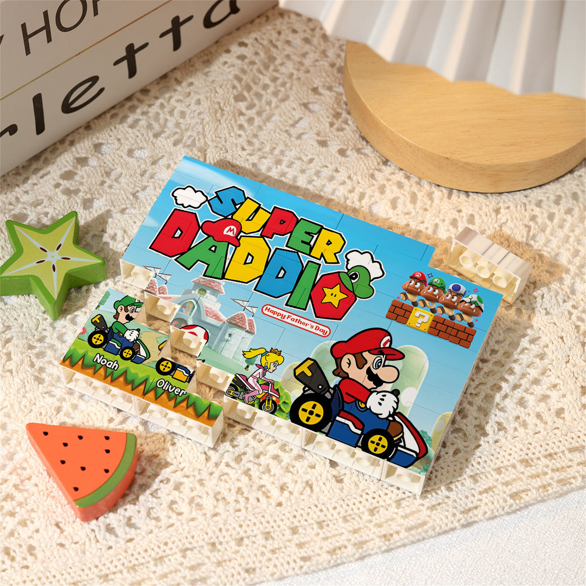 Best Super Dad Ever - Personalized Super Plumber One-sided Horizontal Rectangle Building Brick Blocks