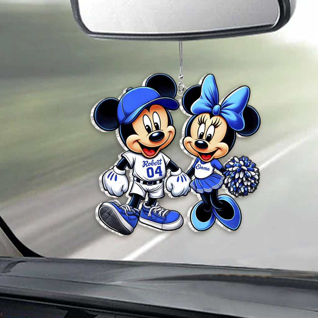 Mouse Couple Baseball - Personalized Baseball Custom Shaped Car Ornament