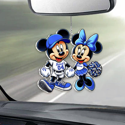 Mouse Couple Baseball - Personalized Baseball Custom Shaped Car Ornament