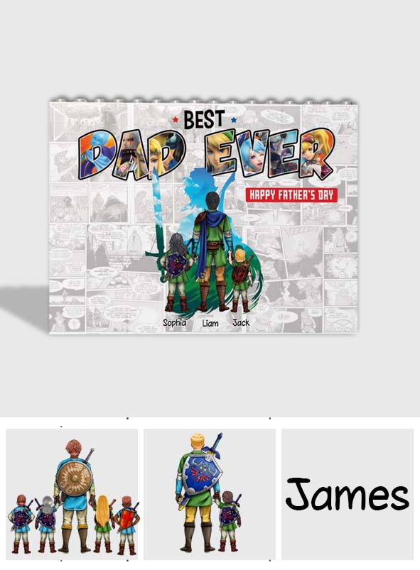 Best Dad Ever - Personalized The Hero's Legend One-sided Horizontal Rectangle Building Brick Blocks
