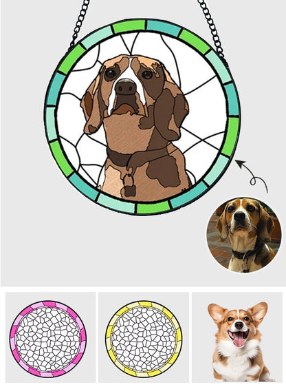 Custom Dog Portrait Picture - Personalized Dog Window Hanging Suncatcher Ornament
