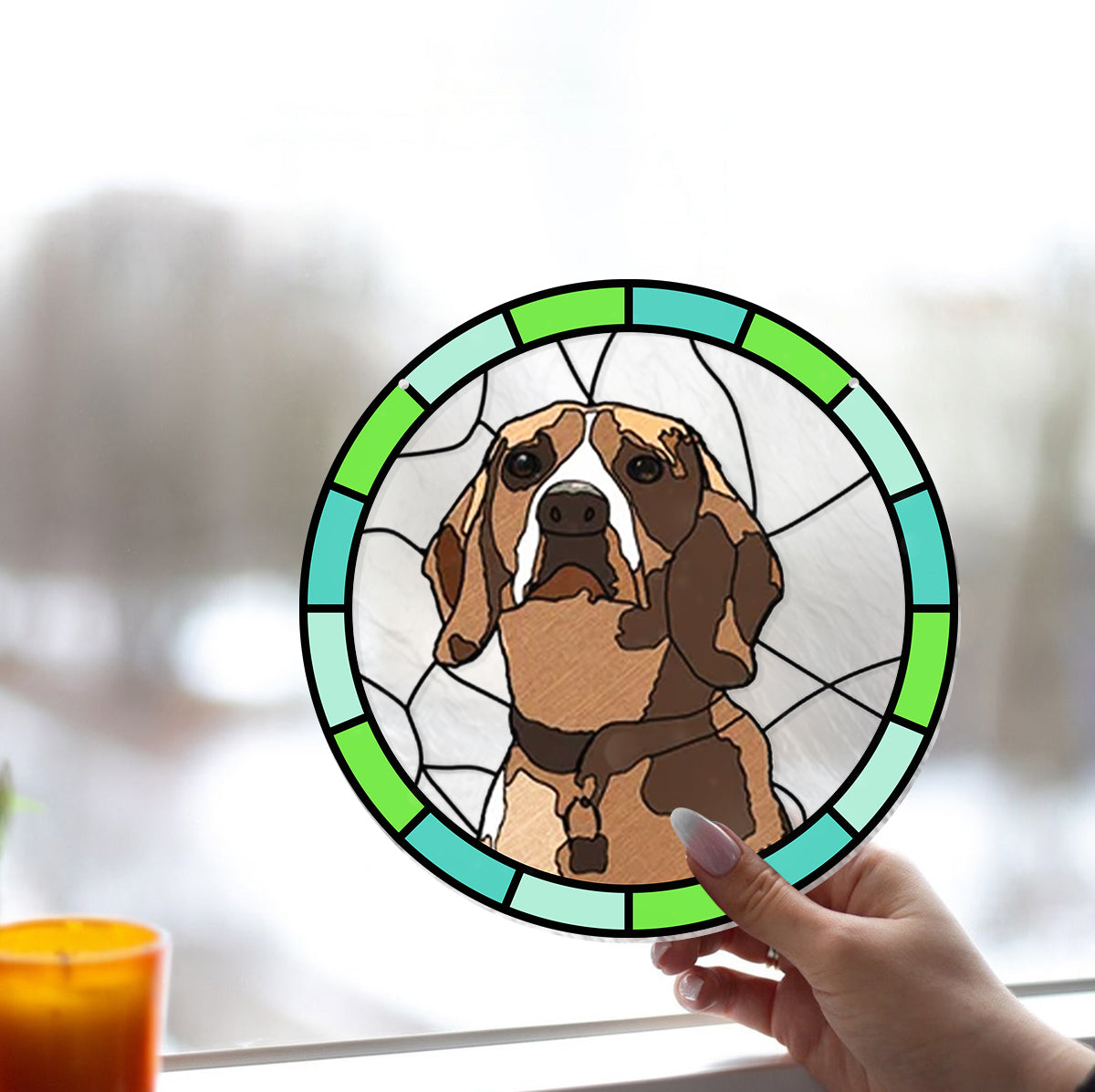 Custom Dog Portrait Picture - Personalized Dog Window Hanging Suncatcher Ornament