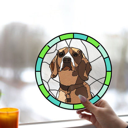 Custom Dog Portrait Picture - Personalized Dog Window Hanging Suncatcher Ornament