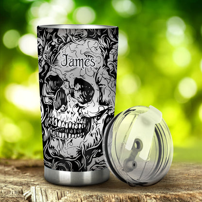 Shinny Grey Skull - Personalized Skull Tumbler