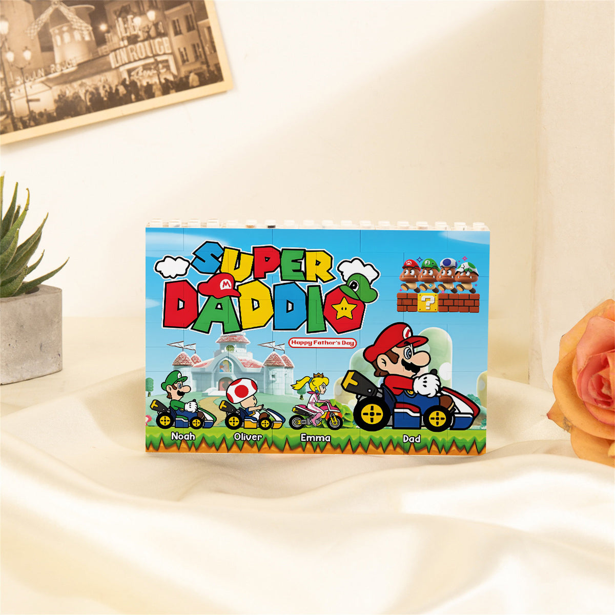Best Super Dad Ever - Personalized Super Plumber One-sided Horizontal Rectangle Building Brick Blocks