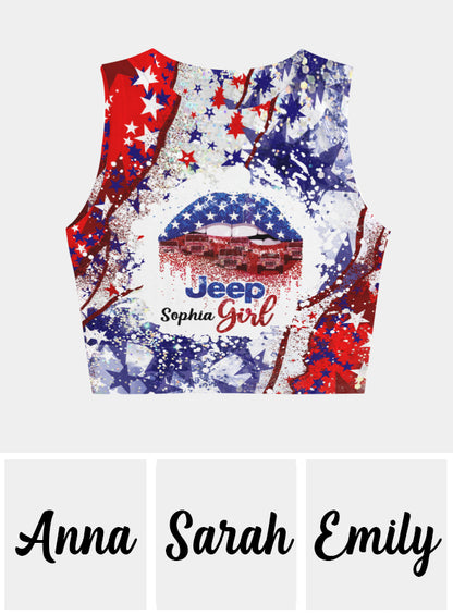 Jeep America Girl - Personalized Car Crop Tank Top