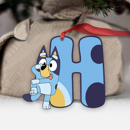 Blue Dog Alphabet Letter - Personalized Ornament