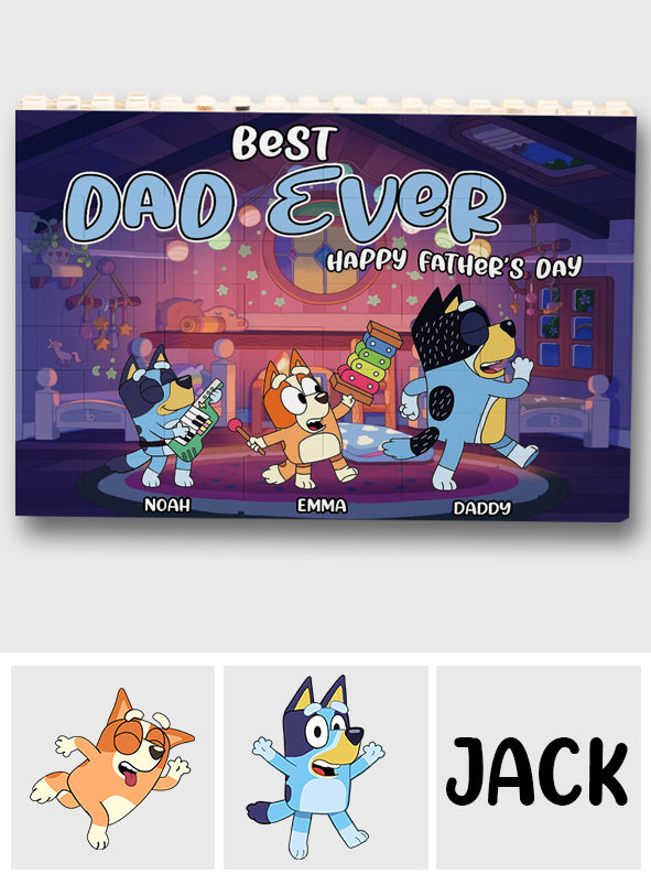 Best Dad Ever - Personalized Father One-sided Horizontal Rectangle Building Brick Blocks