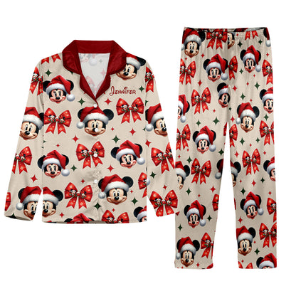 Cute Mouse Christmas Pajamas - Personalized Mouse Button Down Pajamas