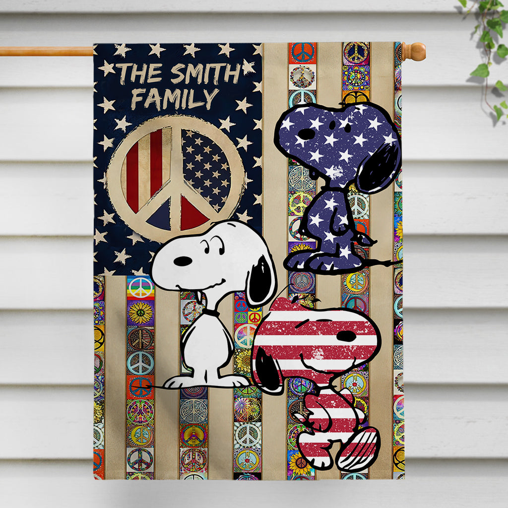 Cute Dogs Hippie Soul Retro Flag - Personalized Hippie House Flag