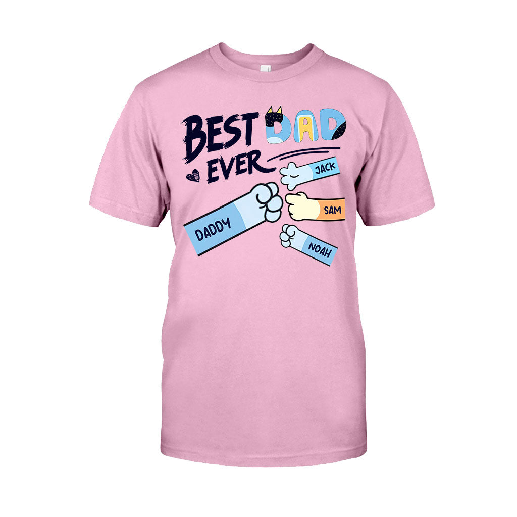 Best Dad Mom Ever Cool Blue Dog Fist - Personalized Father T-shirt And Hoodie