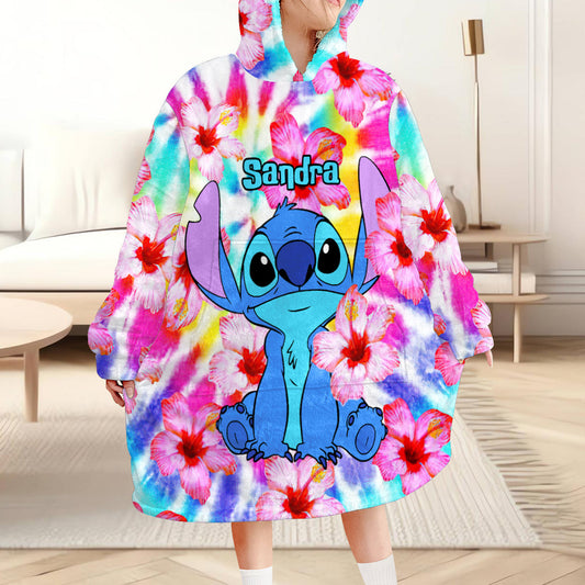 Stich Tie Dye - Personalized Ohana Blanket Hoodie