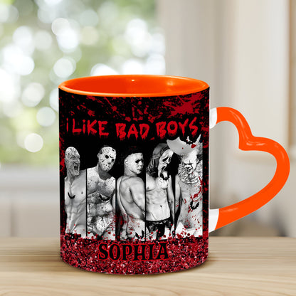 I Like Bad Boys - Personalized Heart Handle Mug