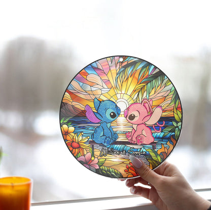 Romantic Sunset - Personalized Ohana Window Hanging Suncatcher Ornament