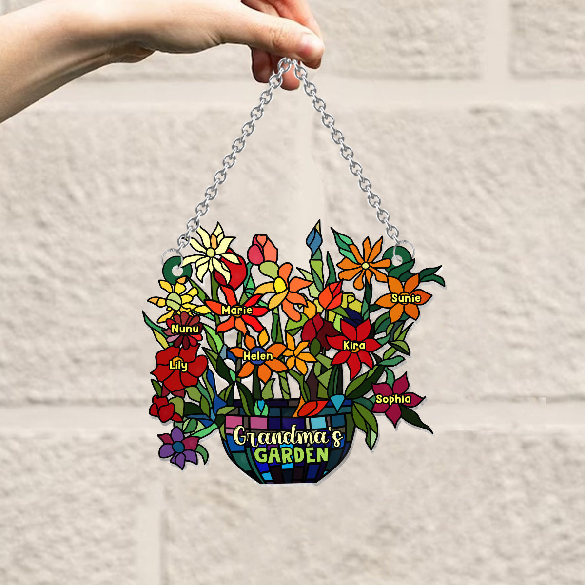 Grandma's Garden - Personalized Grandma Window Hanging Suncatcher Ornament