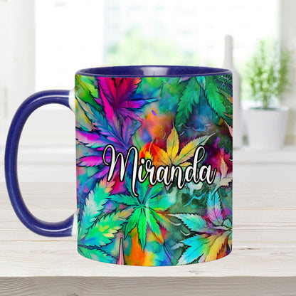 Psychedelic Marijuana Leaf - Personalized Weed Accent Mug