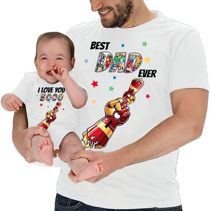 Best Dad Ever I Love You 3000 - Personalized Father T-shirt And Baby Onesie