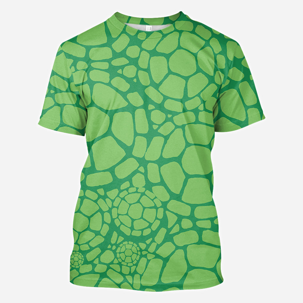 Turtley Awesome Father - Personalized Green Turtles All Over Shirt