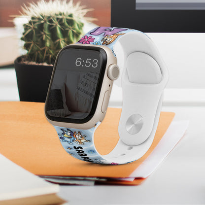 Mom Era Cute Blue Dog - Personalized Mother Apple Watch Band
